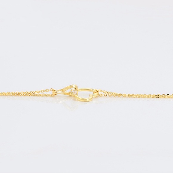 Heart Infinity Bracelet 14k Gold Plated Double Chain Luxury Jewelry - Picture 4 of 10